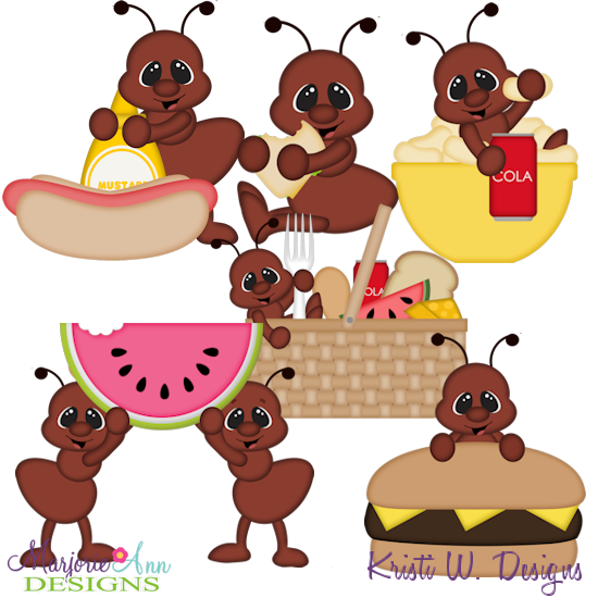 Summer Picnic Ants SVG Cutting Files Includes Clipart - Click Image to Close